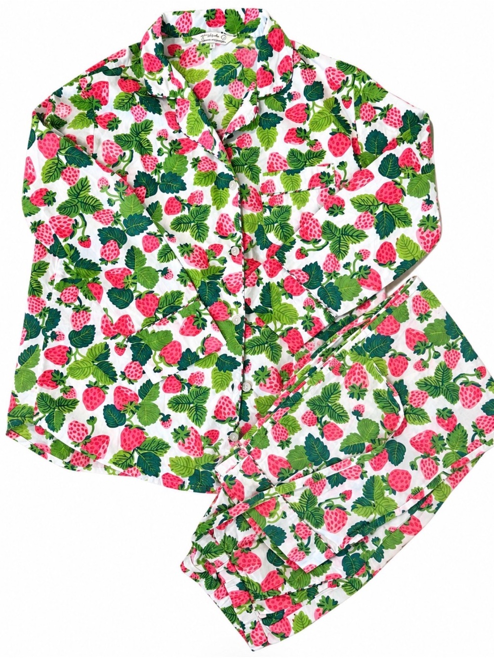 Brand New - never worn- Printfresh Strawberry-Print Pajama Set in Pink & Green